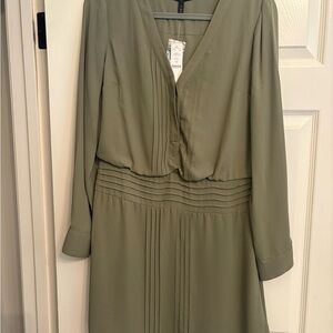 White House Black Market Olive Long Sleeve Dress
